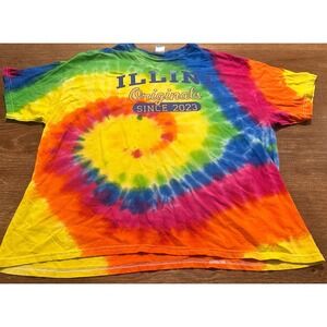 Fighting Illini Chief Illiniwek Tye-Dye T-Shirt Size 2XL Tye dye Colortone